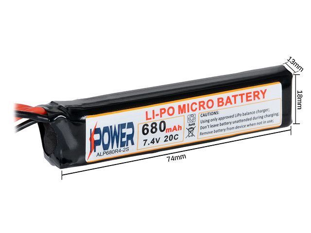 AEP Аккумулятор Li-Po 680mAh 7,4V 20C Micro CM030, CM121, CM122 - Deans [IPower]&nbsp;(для страйкбола) IP-LIPO-MICRO-S(ALP680R4) фото