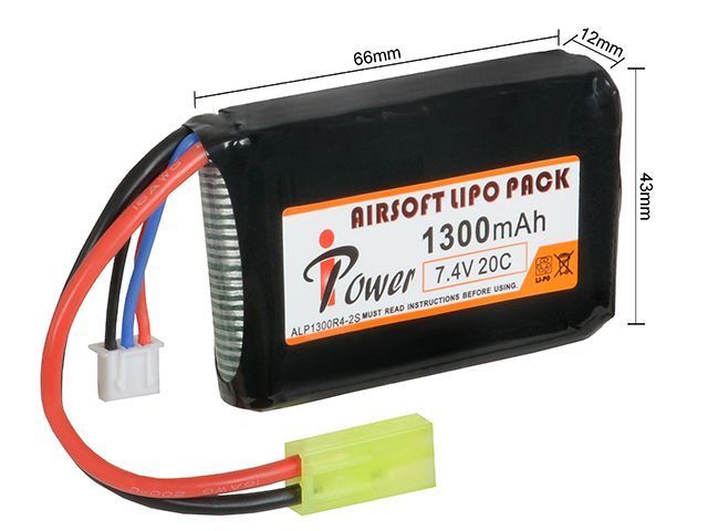 Акумулятор Li-Po 1300mAh 7,4 V 20C [IPower] (для страйкболу) IP-LIPO-018 фото