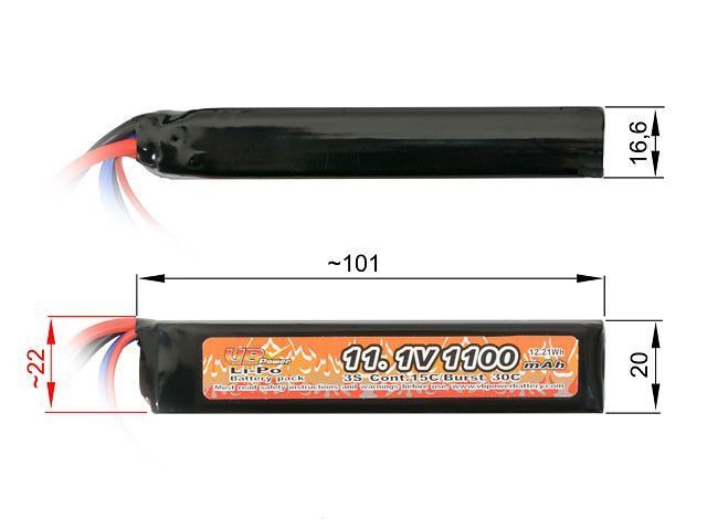 Аккумулятор Li-Po 1100mAh 11,1V 15/30C T-connect [Victory Battery] (для страйкбола) VL151111TC фото