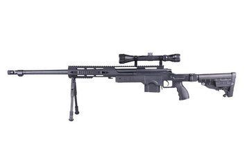 Винтовка снайперская MB4412D - с оптикой и сошками - Black [WELL] (для страйкбола) WEL-03-009598 фото