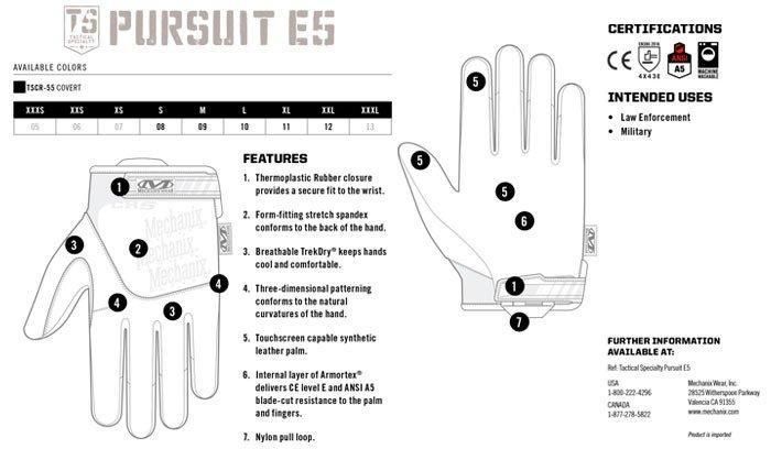 Mechanix - Pursuit E5 Covert Cut Resistant Gloves - Black - TSCR-55 (для страйкбола) 18783 фото