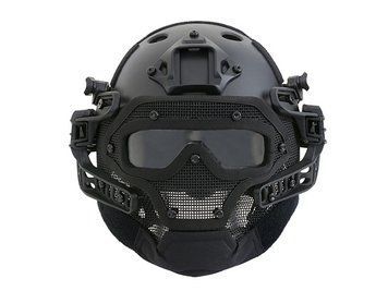 Тактичний шолом Fast Z Metalową Maską W Systemie G4 - Black [Emerson] (для страйкболу) BD9197 фото