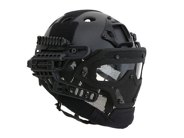 Тактичний шолом Fast Z Metalową Maską W Systemie G4 - Black [Emerson] (для страйкболу) BD9197 фото