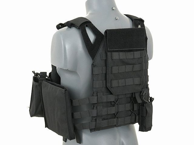 Jump Plate Carrier с аналогам баллистических пластин, подсумками - BLACK [8FIELDS] (для страйкбола) M51611021-1-BK фото