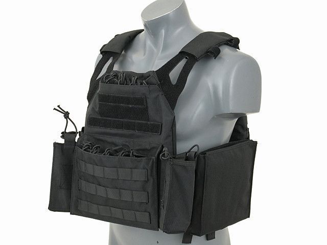 Jump Plate Carrier с аналогам баллистических пластин, подсумками - BLACK [8FIELDS] (для страйкбола) M51611021-1-BK фото