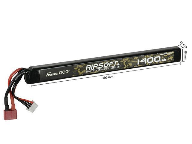 Батарея для страйкбола 25C 1400MAH 3S1P 11.1V LIPO T PLUG [Gens Ace] (для страйкбола) GEA14003S25D фото