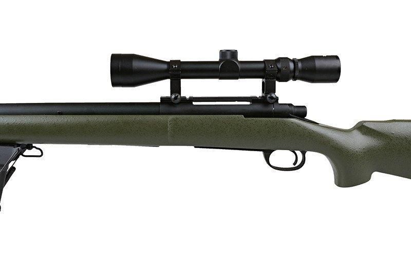 Страйкбольный аналог karabinu snajperskiego SW-04 z lunetą i dw&oacute;jnogiem (Upgraded) - oliwkowa [Snow Wolf] (для SWL-03-029467 фото