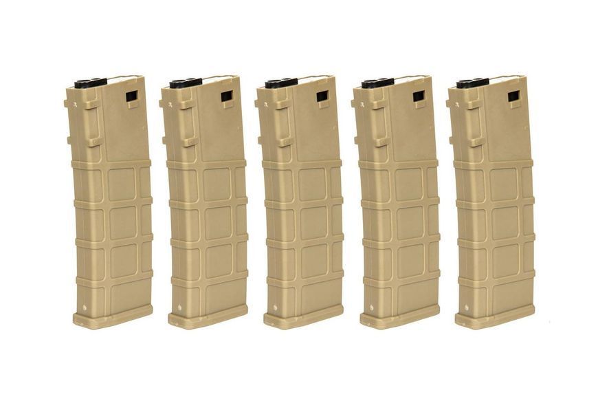 Zestaw 5 magazynk&oacute;w Mid-cap 200 Kulek do моделей M4/M16 - Tan [LONEX] (для страйкболу) LON-05-032505 фото