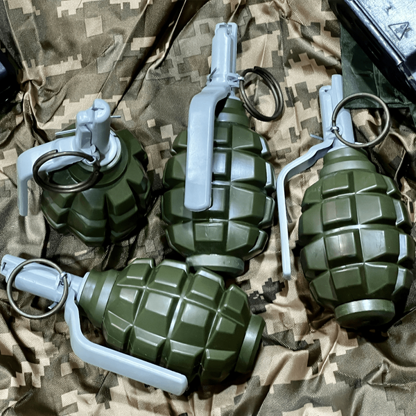 Граната тренировочная с активной чекой&nbsp;Ф-1 ПИРО-Ф1М (меловая) [PYROSOFT] - упаковка по 8шт (для страйкбола) ПИРО-Ф1Мx8 фото