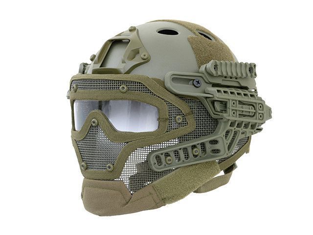 Тактический шлем Fast Z Metalową Maską W Systemie G4 - Olive [Emerson] (для страйкбола) BD9197A фото