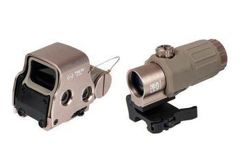 Страйкбольный аналог celownika holograficznego Hybrid 558B z magnifierem - Tan [Theta Optics] (для страйкболу) THO-10-026753 фото