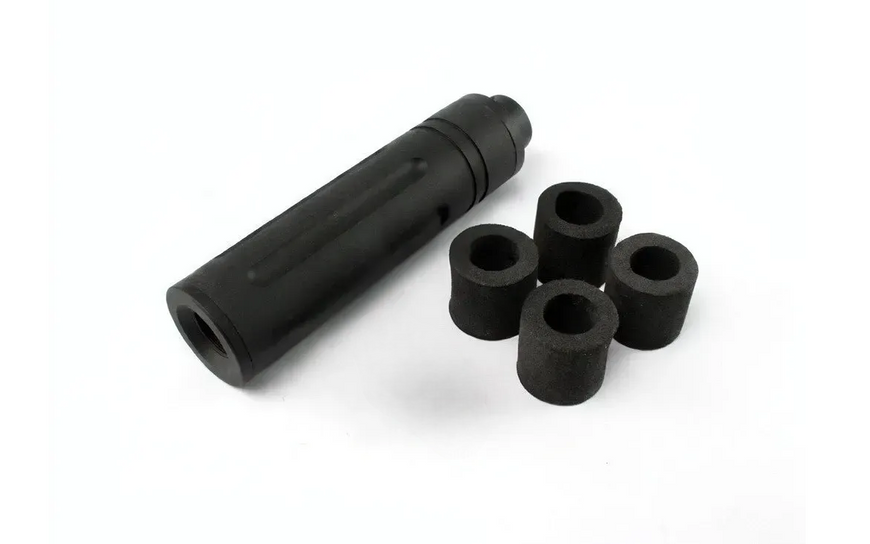 Глушник 110x27mm Short Type D (14 мм CCW) &mdash; Black [Slong Airsoft] (для страйкболу) SL00323 фото