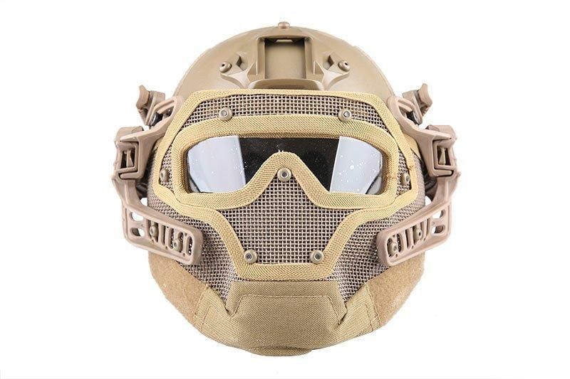 Аналог каски FAST PJ G4 System с защитой лица - Coyote [Emerson] (для страйкбола) EME-21-016948 фото