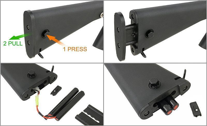 Сплошной приклад с регулировкой длины SR-25/AR-15/M4 &ndash; BLACK [CYMA] (для страйкбола) FBP1793 фото