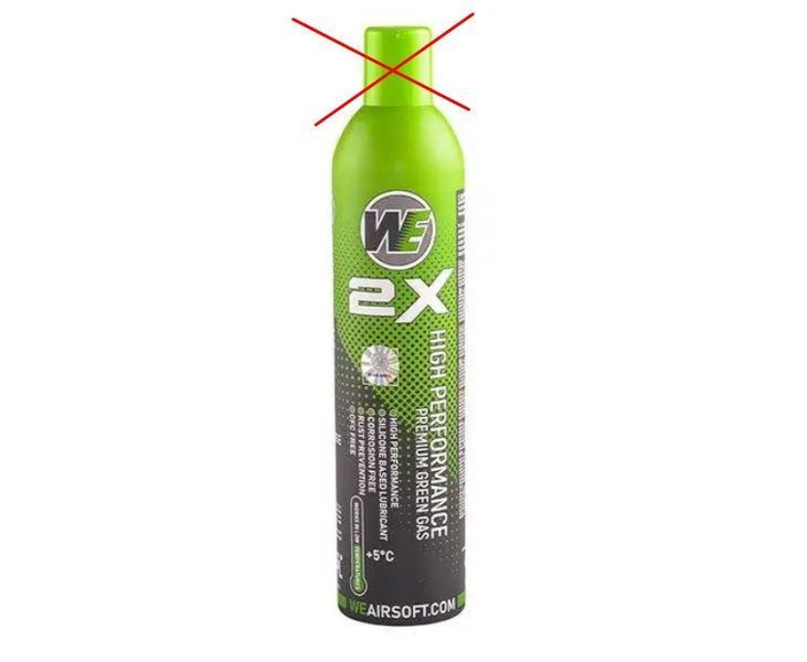 WE 2X High Performance Premium Green Gas 800ml (ковпачок пошкоджений) [WE] (для страйкболу) STOK-026471 фото