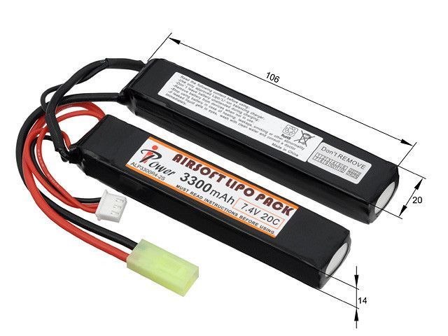 Аккумулятор Li-Po 3300MAH 7,4V 20C [IPower] (для страйкбола) IP-LIPO-3300-7.4-TWINS фото