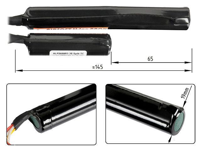 Аккумулятор Li-ion 2600mAh 11.1V 15C T-connect [IPower] (для страйкбола) IP-2600-11.1V-SPLIT-TC фото
