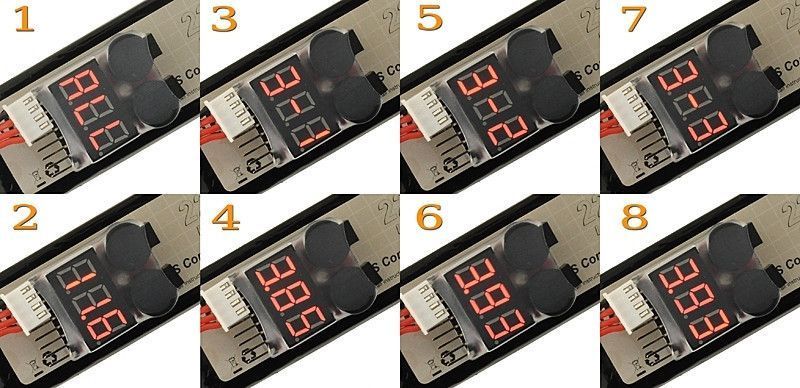 Alarm/miernik zabezpieczający akumulatory LiPo [8FIELDS] (для страйкболу) VB-DLIPOALARM8S фото