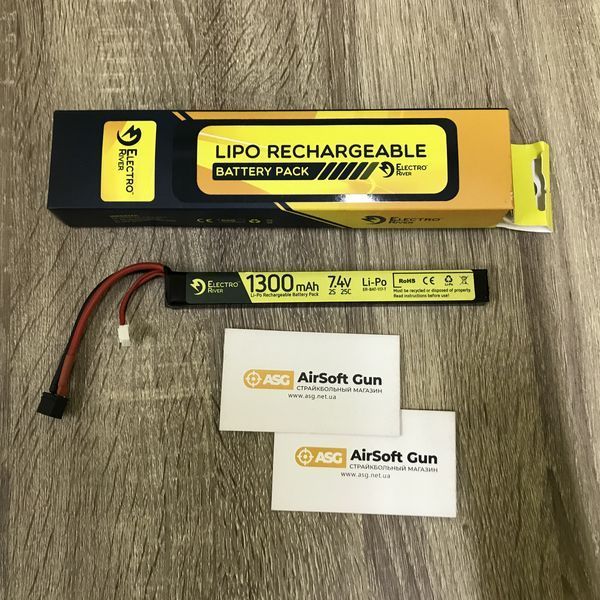 Аккумулятор LiPo 7,4V 1300mAh 25/50C T-connect (DEANS) [ElectroRiver] (для страйкбола) ELR-06-009538 фото