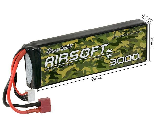 Батарея для страйкбола 25/50C 3000mAh 3S1P 11.1 V LiPo T-Plug (для страйкболу) B-AS-25-50C-3000-3S1P фото