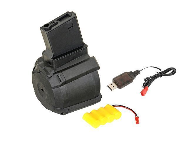 Магазин електро-бункерний на 1200 кульок для M4/M16 (Vibro Control) - Black [BattleAxe] (для страйкболу) FBP1834 фото