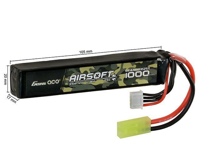 Akumulator airsoftowy 25C 1000mAh 3S1P 11.1V LiPo mini Tamiya&nbsp;(для страйкбола) GEA10003S25T фото