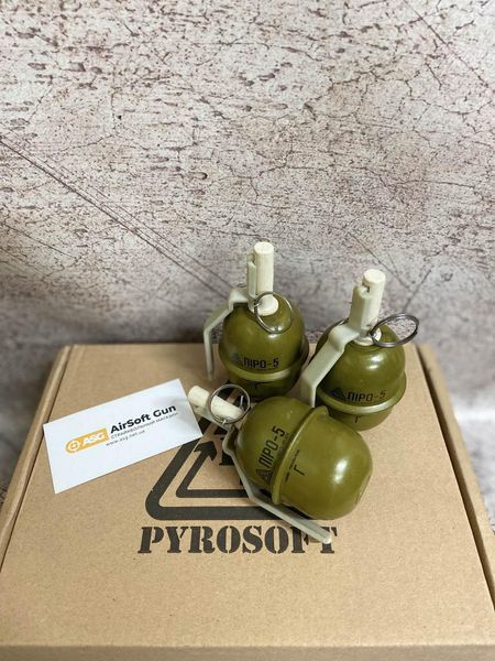 Граната тренувальна з активною чекою&nbsp;ргд-5 ПІРО-5 (ГОРОХ) [PYROSOFT] &mdash; паковання по 12 шт (для страйкболу) ПИРО-5Гx12 фото