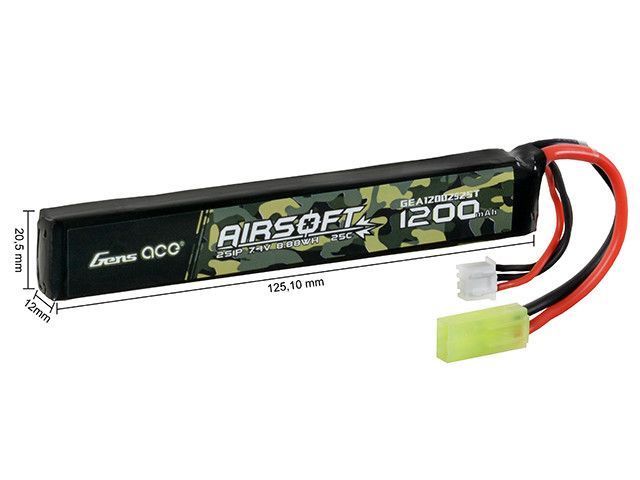 Akumulator airsoftowy 25C 1200mAh 2S1P 7.4V LiPo mini Tamiya&nbsp;(для страйкбола) GEA12002S25T фото