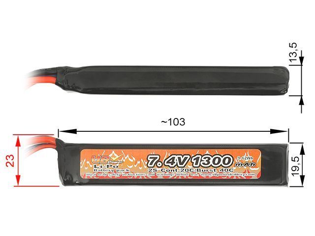 Аккумулятор Li-Po 1300mAh 7,4V 20/40C [Victory Battery] VL2013742 фото