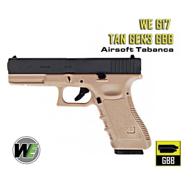 ПІСТОЛЕТ GLOCK 17 GEN.3 METAL GBB GREEN GAS - half tan [WE] (для страйкболу) 012753 фото